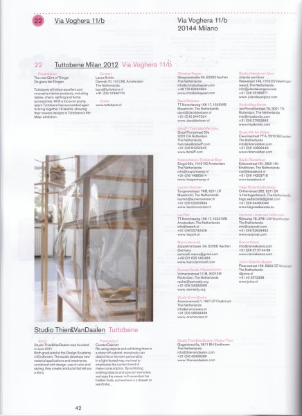 Article about Studio Thier&VanDaalen in Connecting the Dots 2012